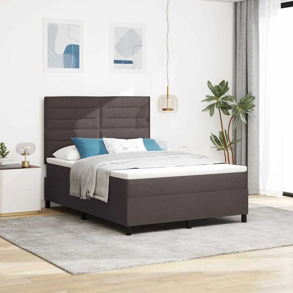 Lit à ressorts avec matelas Marron foncé 160 x 200 cm tissu - XIOS
