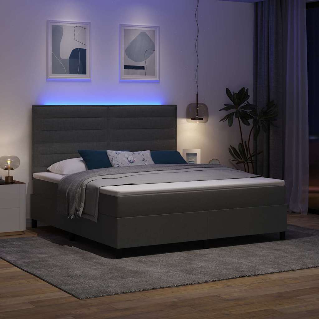 Lit à ressorts avec matelas Gris foncé 180 x 200 cm tissu - XIOS