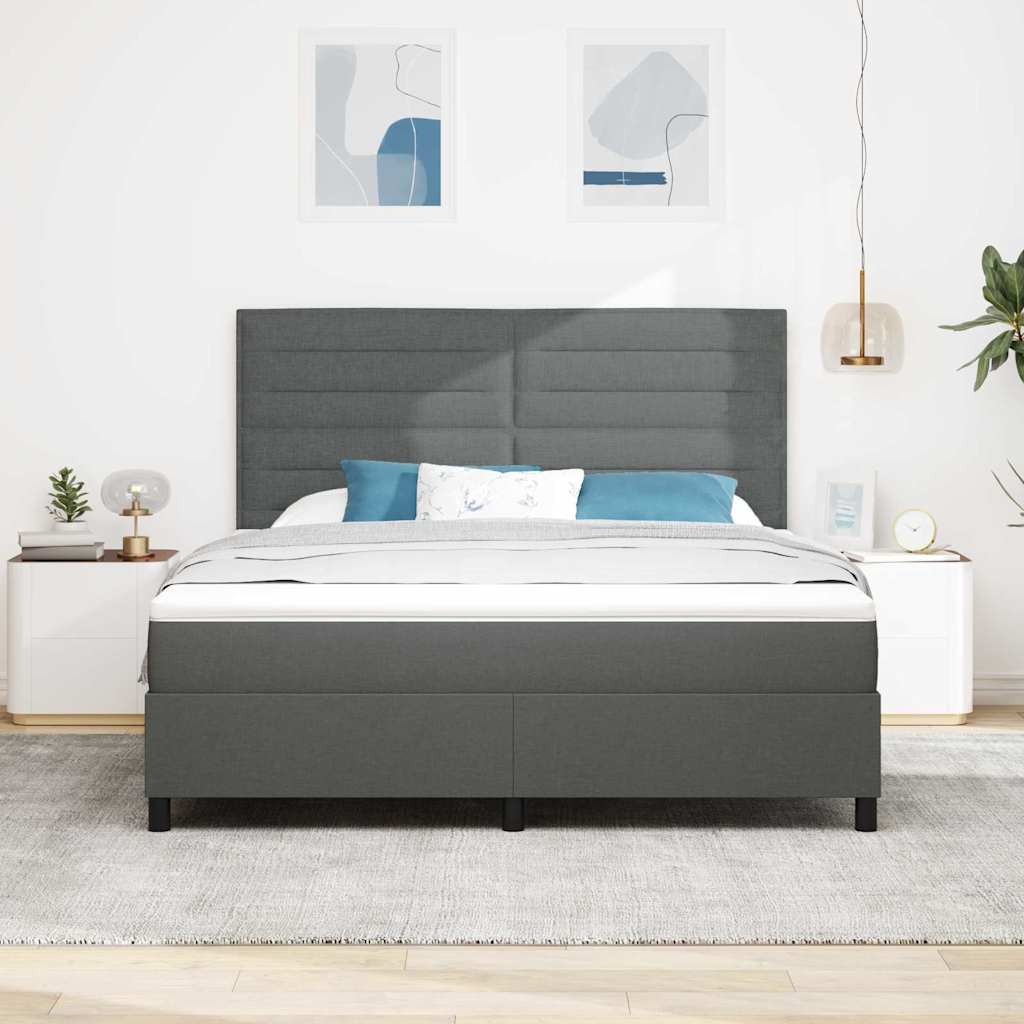 Lit à ressorts avec matelas Gris foncé 180 x 200 cm tissu - XIOS