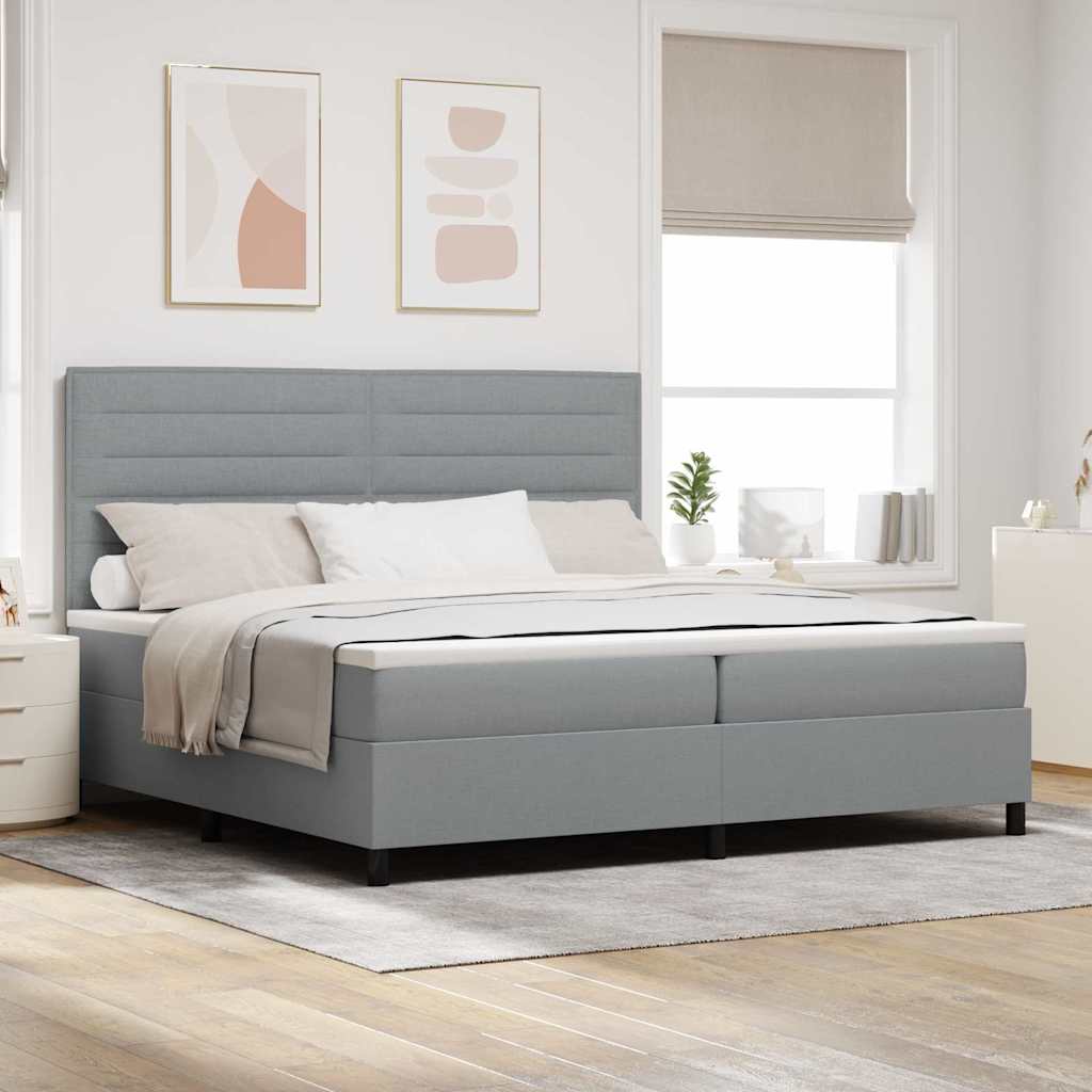 Lit à ressorts avec matelas Gris clair 200 x 200 cm tissu - XIOS