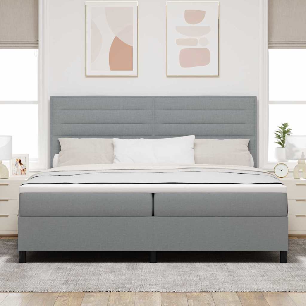 Lit à ressorts avec matelas Gris clair 200 x 200 cm tissu - XIOS