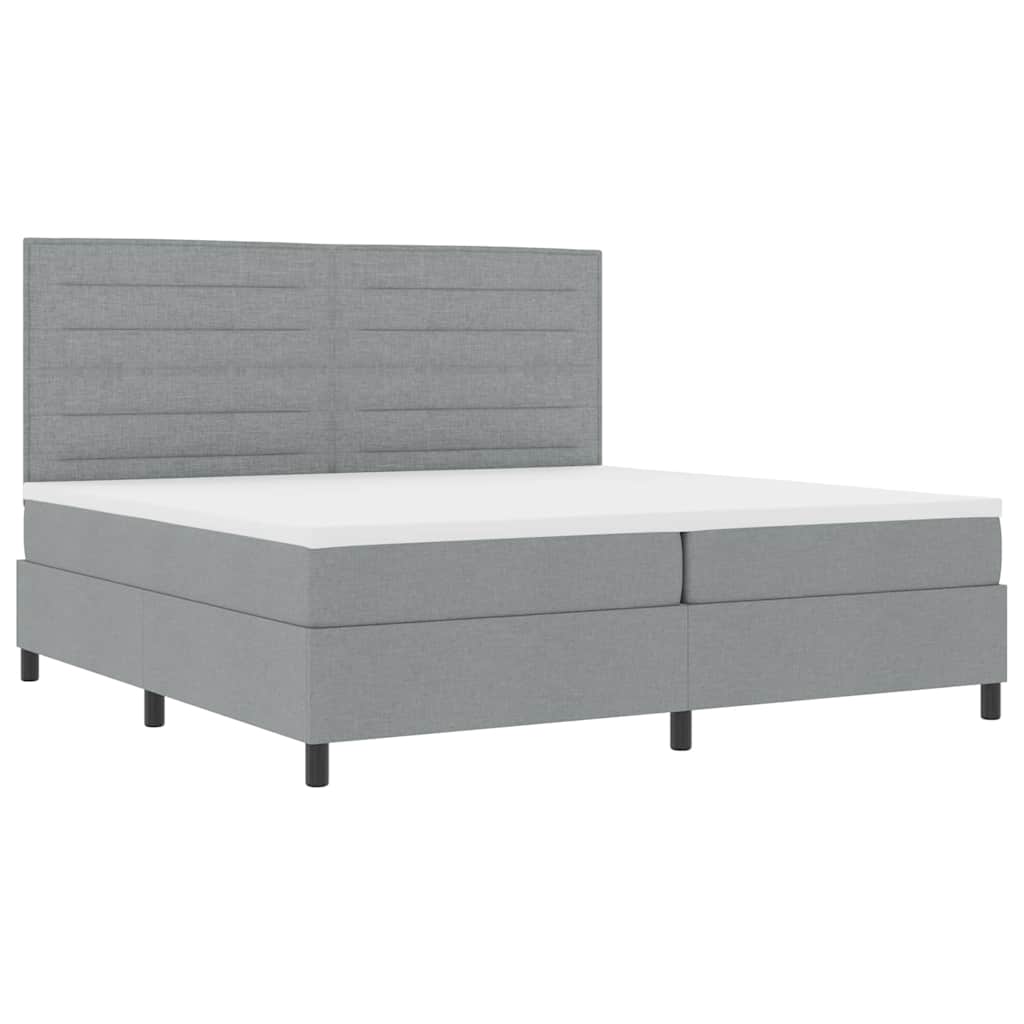 Lit à ressorts avec matelas Gris clair 200 x 200 cm tissu - XIOS