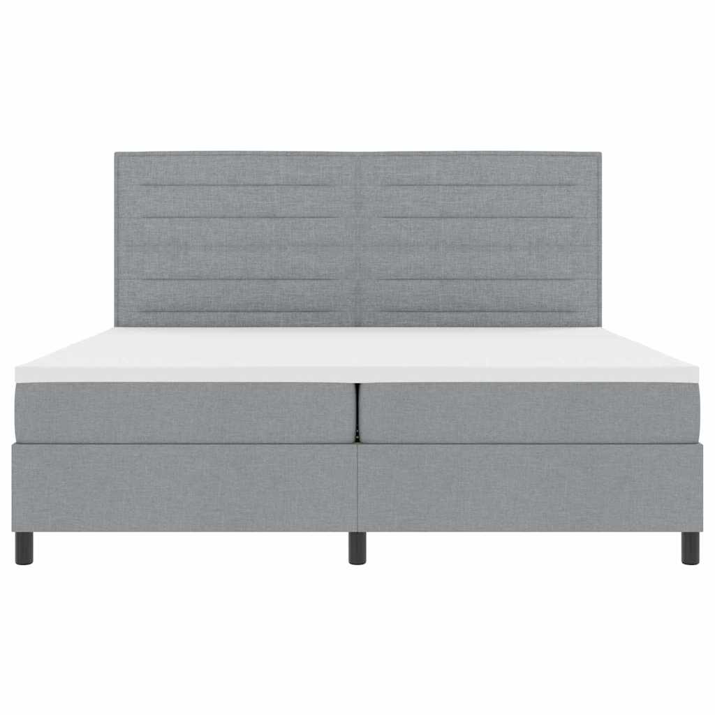 Lit à ressorts avec matelas Gris clair 200 x 200 cm tissu - XIOS