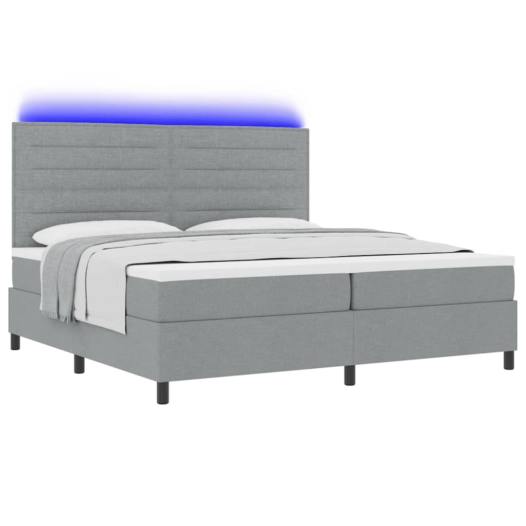 Lit à ressorts avec matelas Gris clair 200 x 200 cm tissu - XIOS