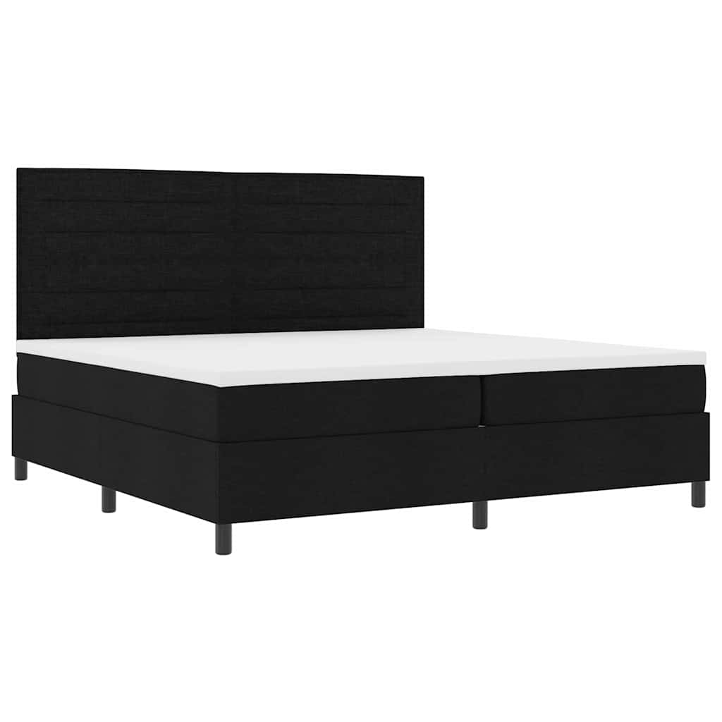 Lit à ressorts avec matelas Noir 200 x 200 cm tissu
