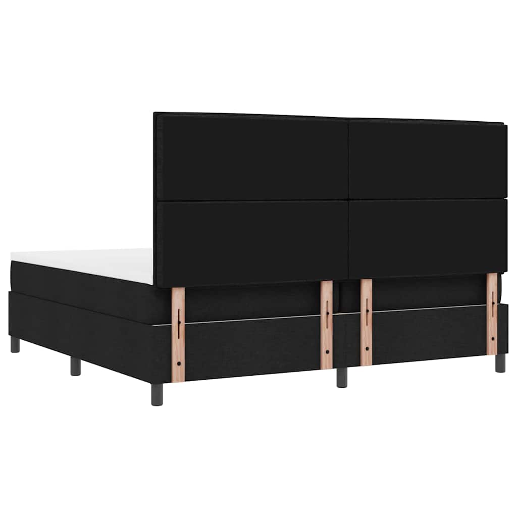 Lit à ressorts avec matelas Noir 200 x 200 cm tissu