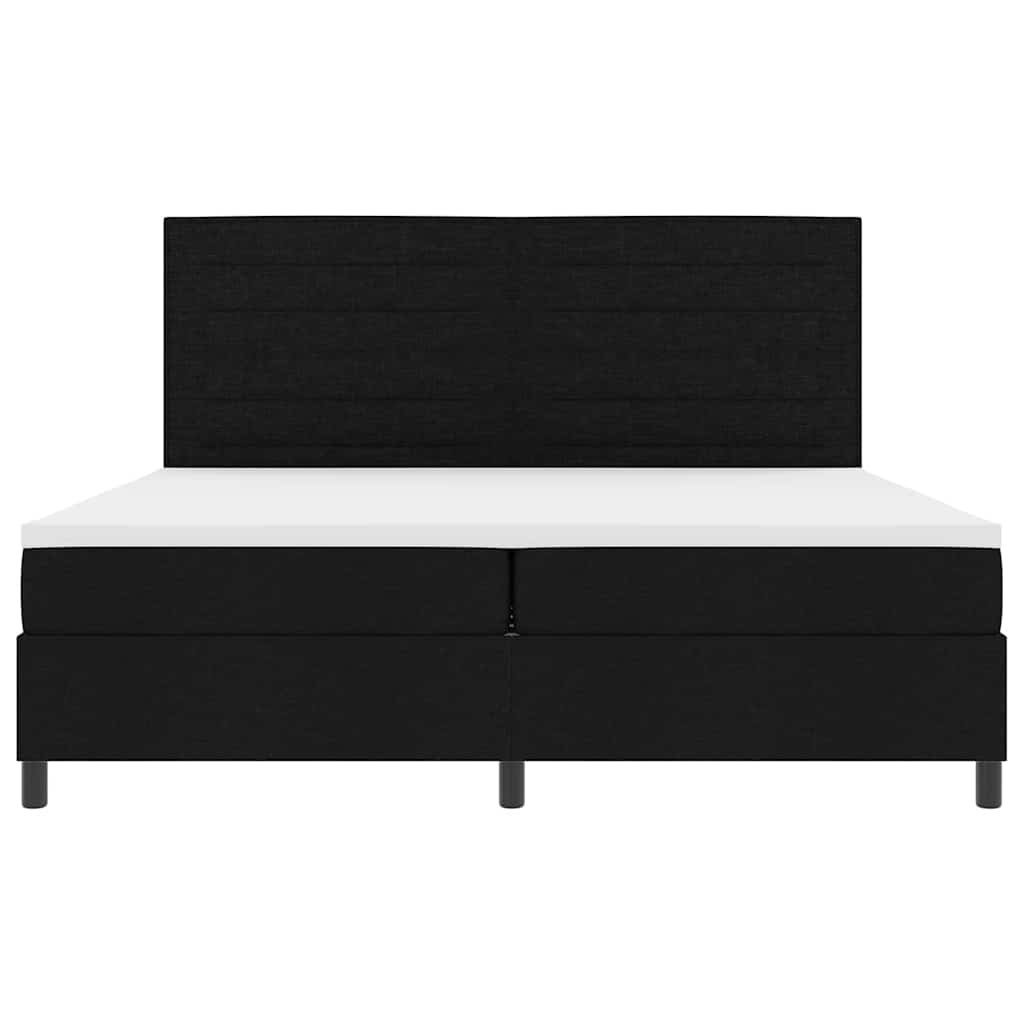 Lit à ressorts avec matelas Noir 200 x 200 cm tissu