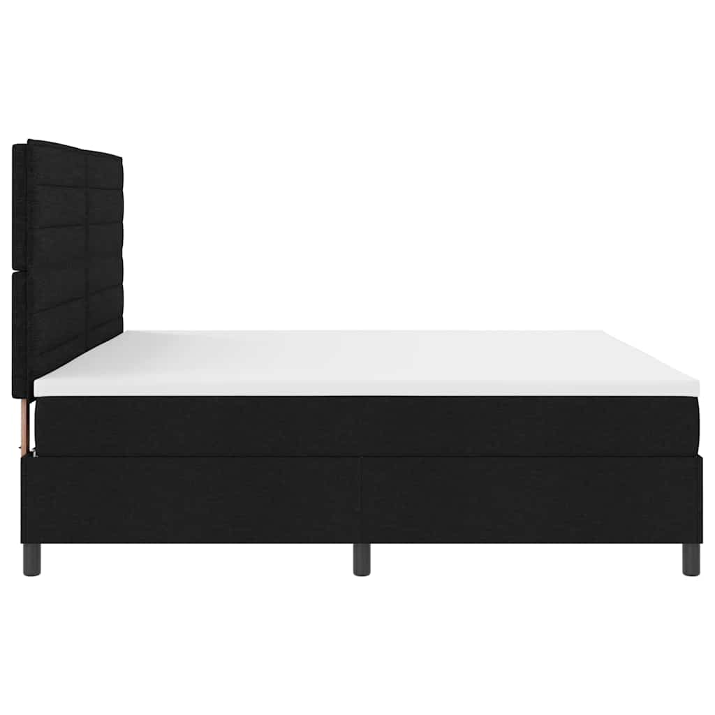 Lit à ressorts avec matelas Noir 200 x 200 cm tissu