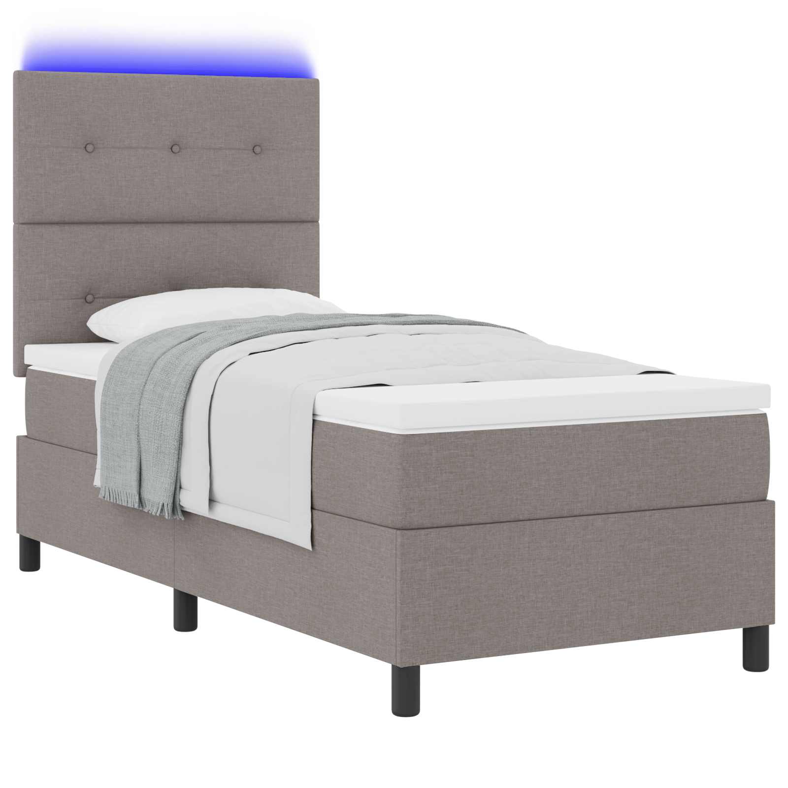 Lit à ressorts avec bandes LED Taupe 80 x 200 cm tissu - XIOS