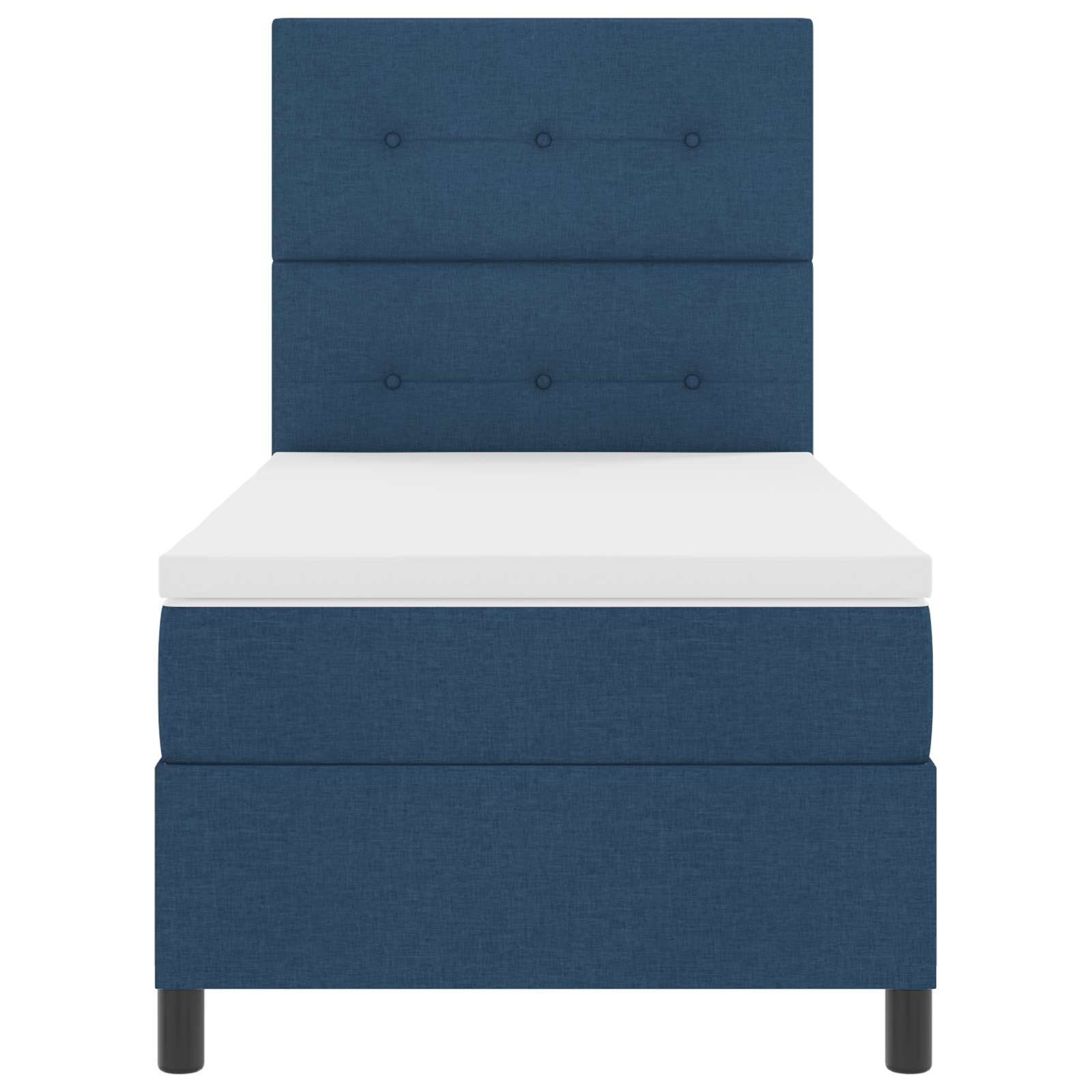 Lit à ressorts avec bandes LED Bleu 90 x 190 cm tissu
