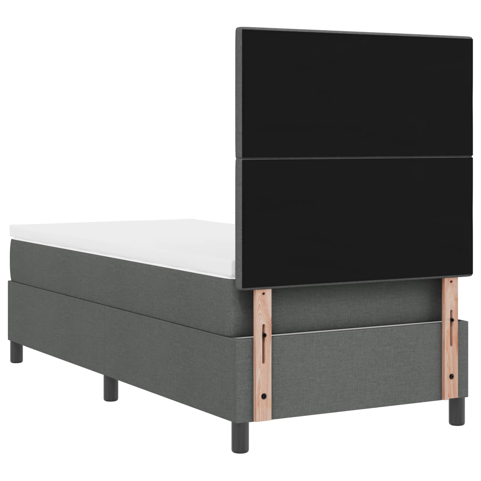 Lit à ressorts avec bandes LED Gris foncé 90 x 200 cm tissu