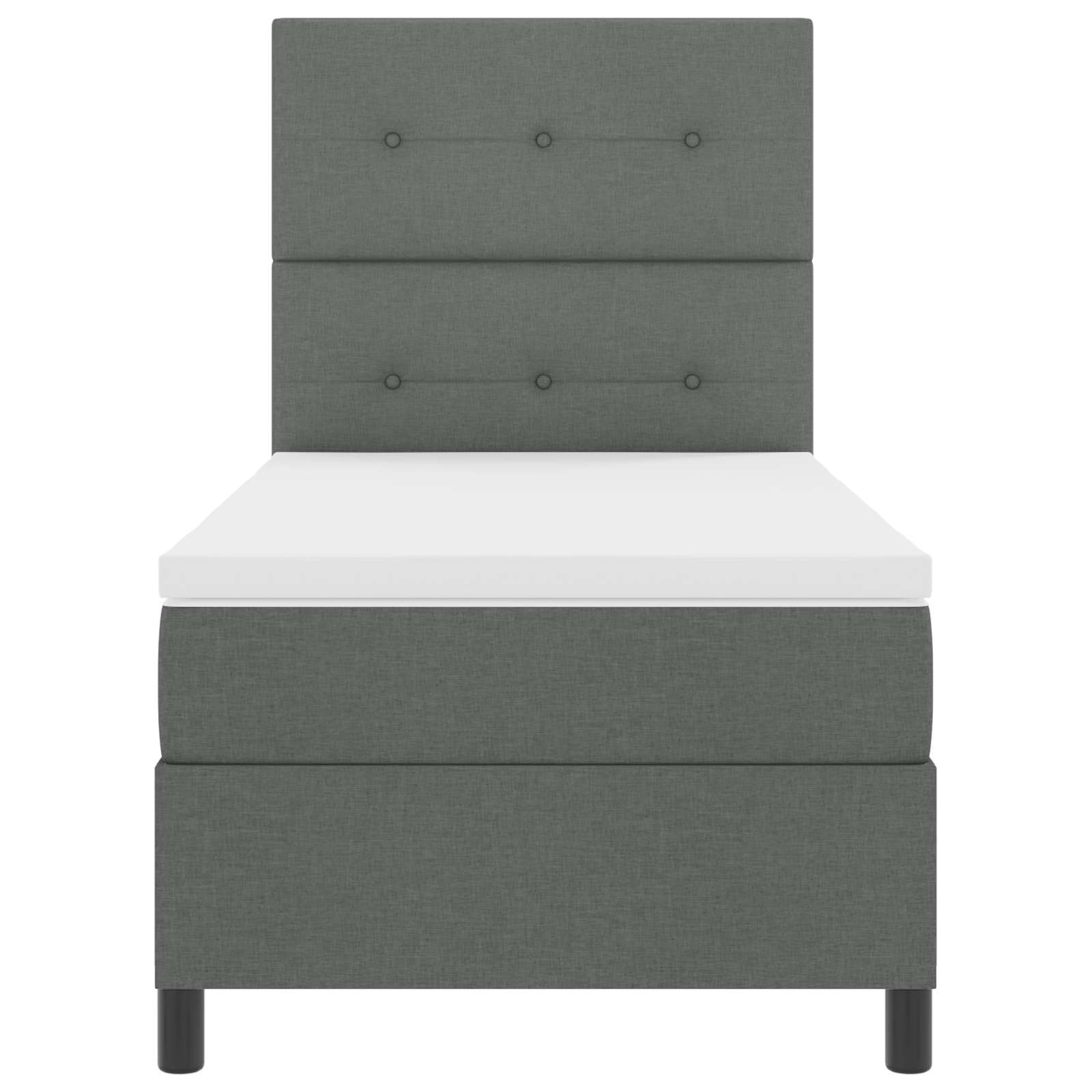 Lit à ressorts avec bandes LED Gris foncé 90 x 200 cm tissu