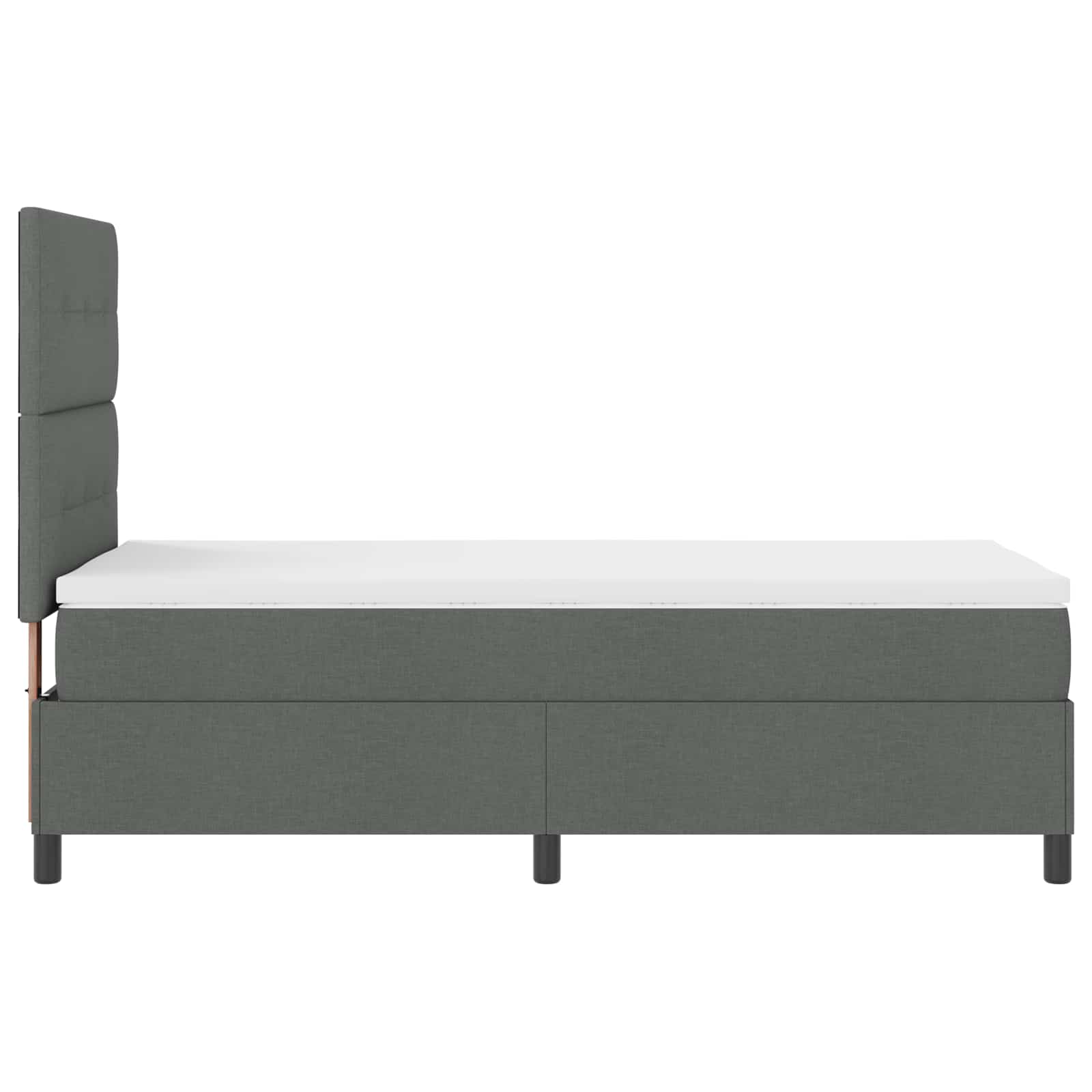 Lit à ressorts avec bandes LED Gris foncé 90 x 200 cm tissu