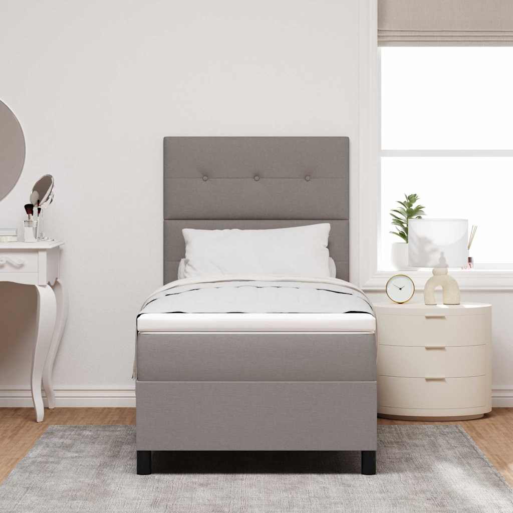 Lit à ressorts avec bandes LED Taupe 100 x 200 cm tissu