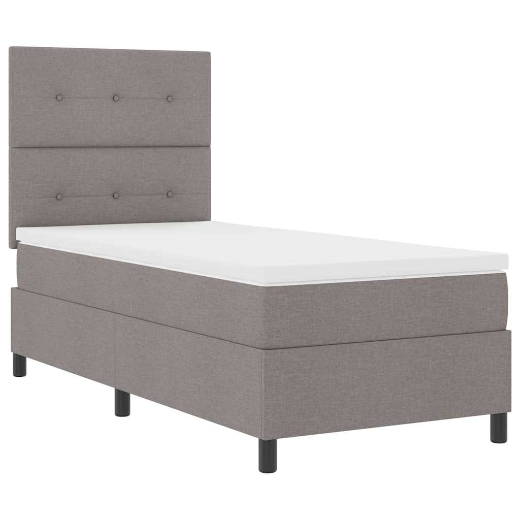 Lit à ressorts avec bandes LED Taupe 100 x 200 cm tissu