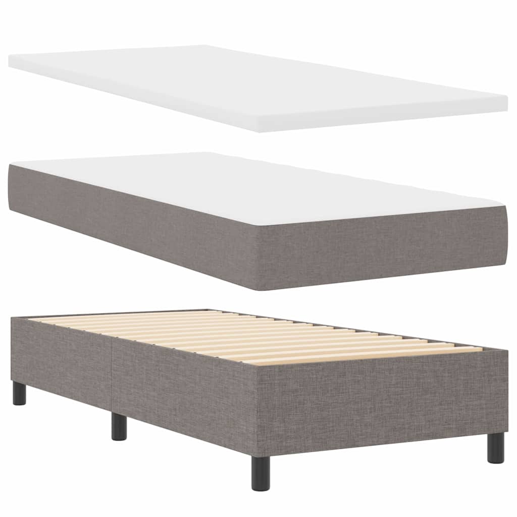 Lit à ressorts avec bandes LED Taupe 100 x 200 cm tissu