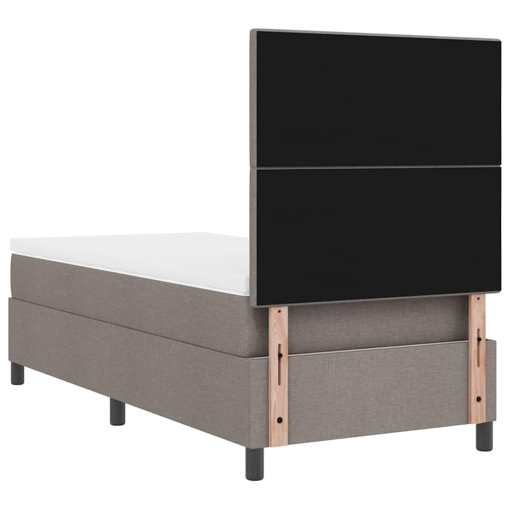 Lit à ressorts avec bandes LED Taupe 100 x 200 cm tissu