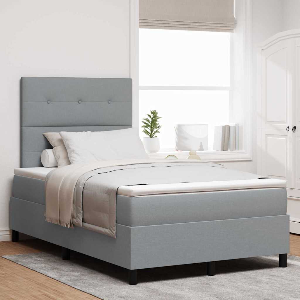 Lit à ressorts avec bandes LED Gris clair 120 x 190 cm tissu