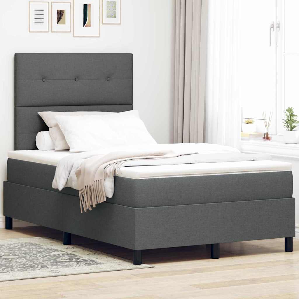 Lit à ressorts avec bandes LED Gris foncé 120 x 190 cm tissu