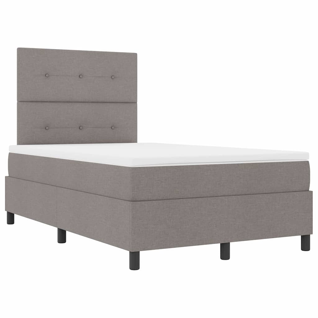 Lit à ressorts avec bandes LED Taupe 120 x 190 cm tissu