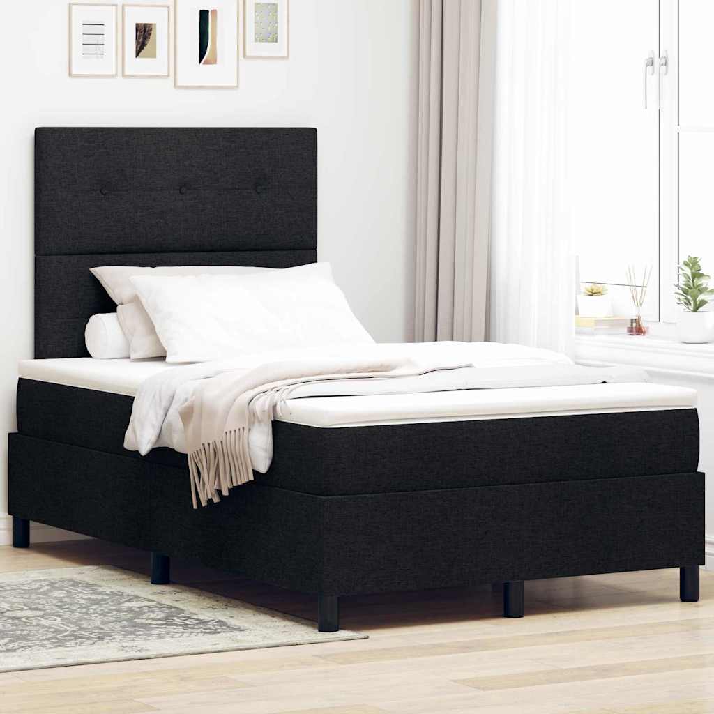 Lit à ressorts avec bandes LED Noir 120 x 200 cm tissu - XIOS