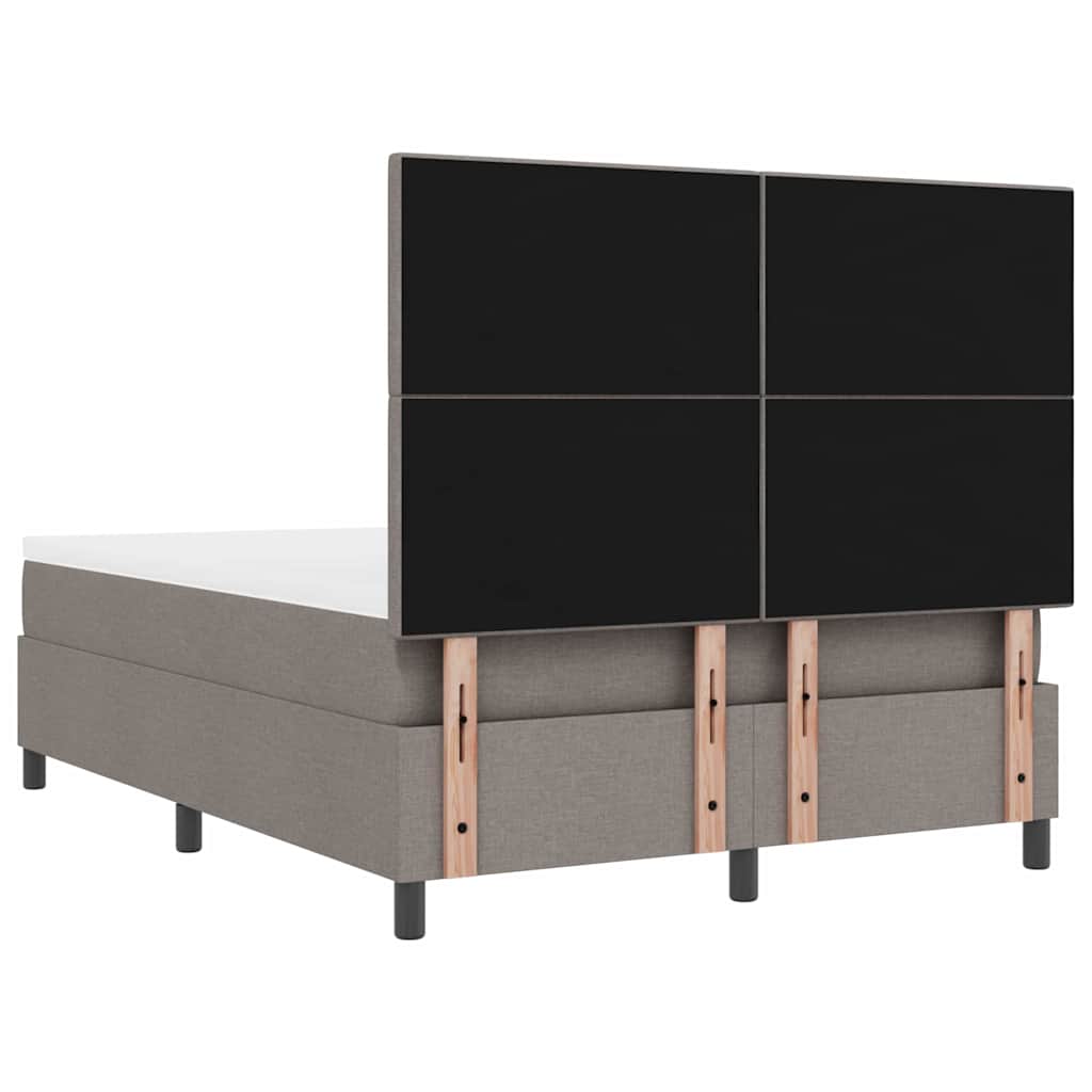 Lit à ressorts avec bandes LED Taupe 140 x 190 cm tissu