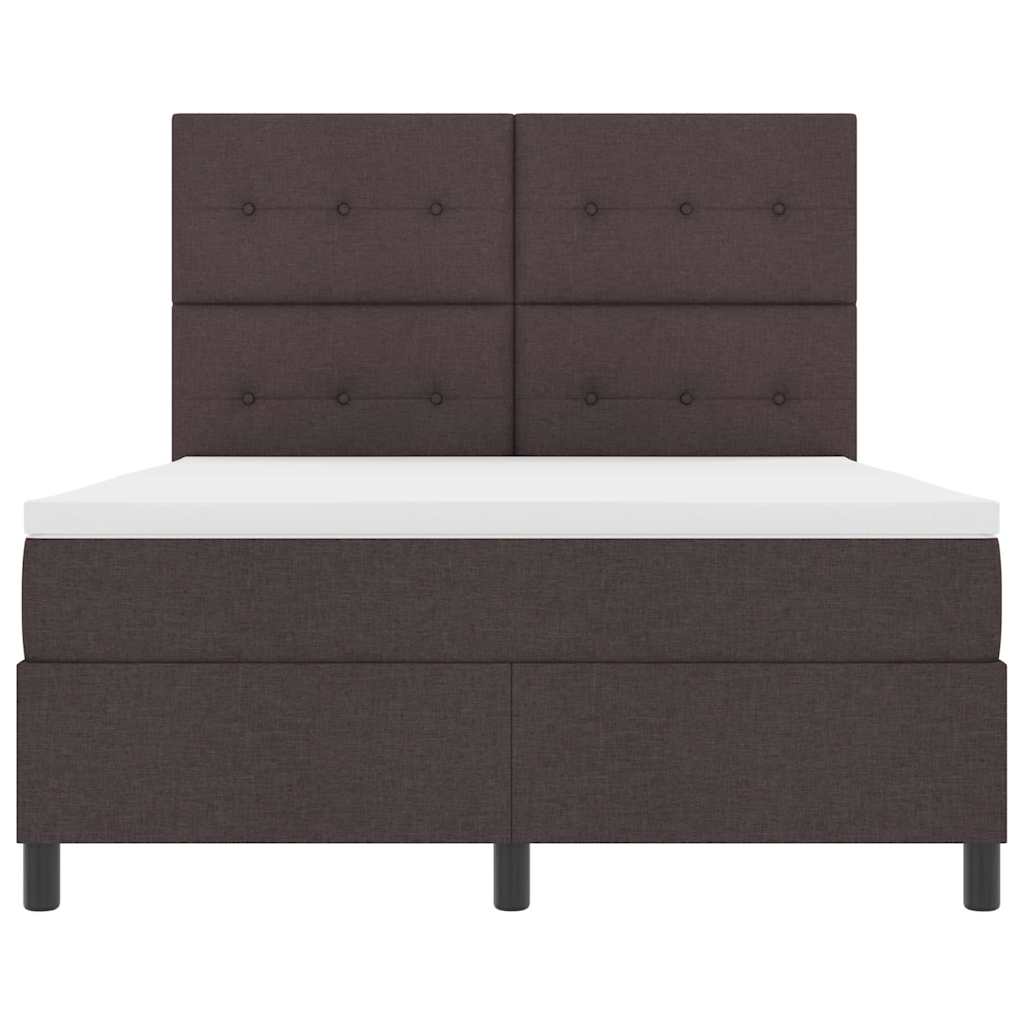 Lit à ressorts avec matelas Marron foncé 140 x 200 cm tissu