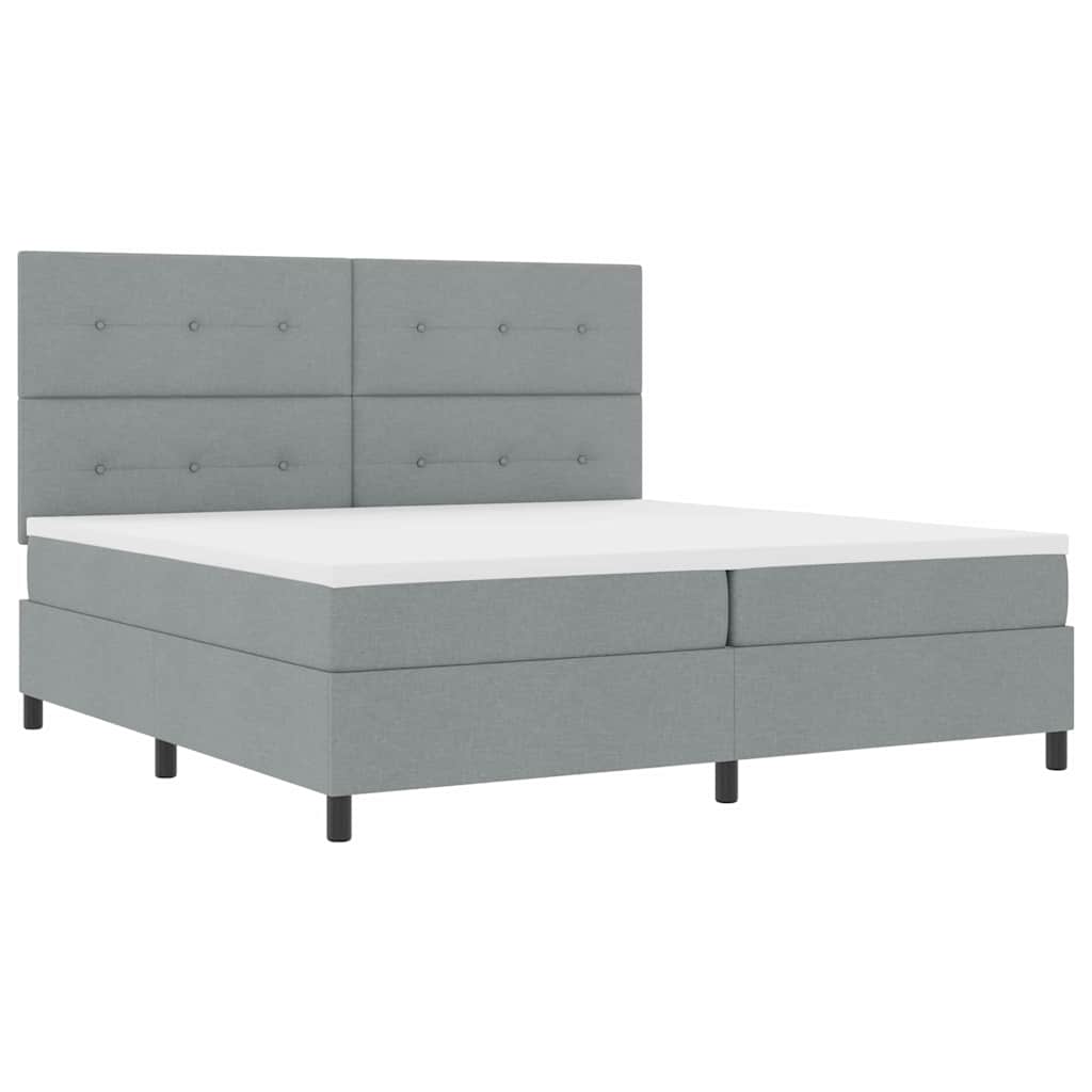 Lit à ressorts avec matelas Gris clair 200 x 200 cm tissu - XIOS