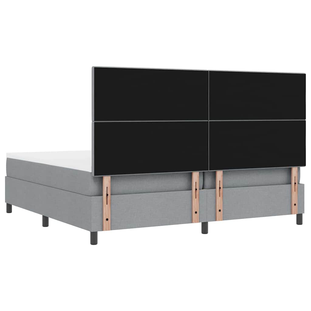 Lit à ressorts avec matelas Gris clair 200 x 200 cm tissu - XIOS