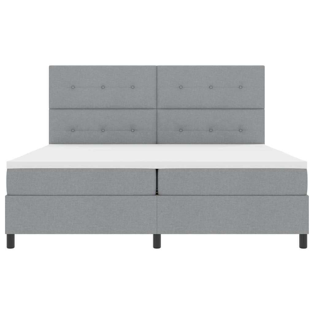Lit à ressorts avec matelas Gris clair 200 x 200 cm tissu - XIOS