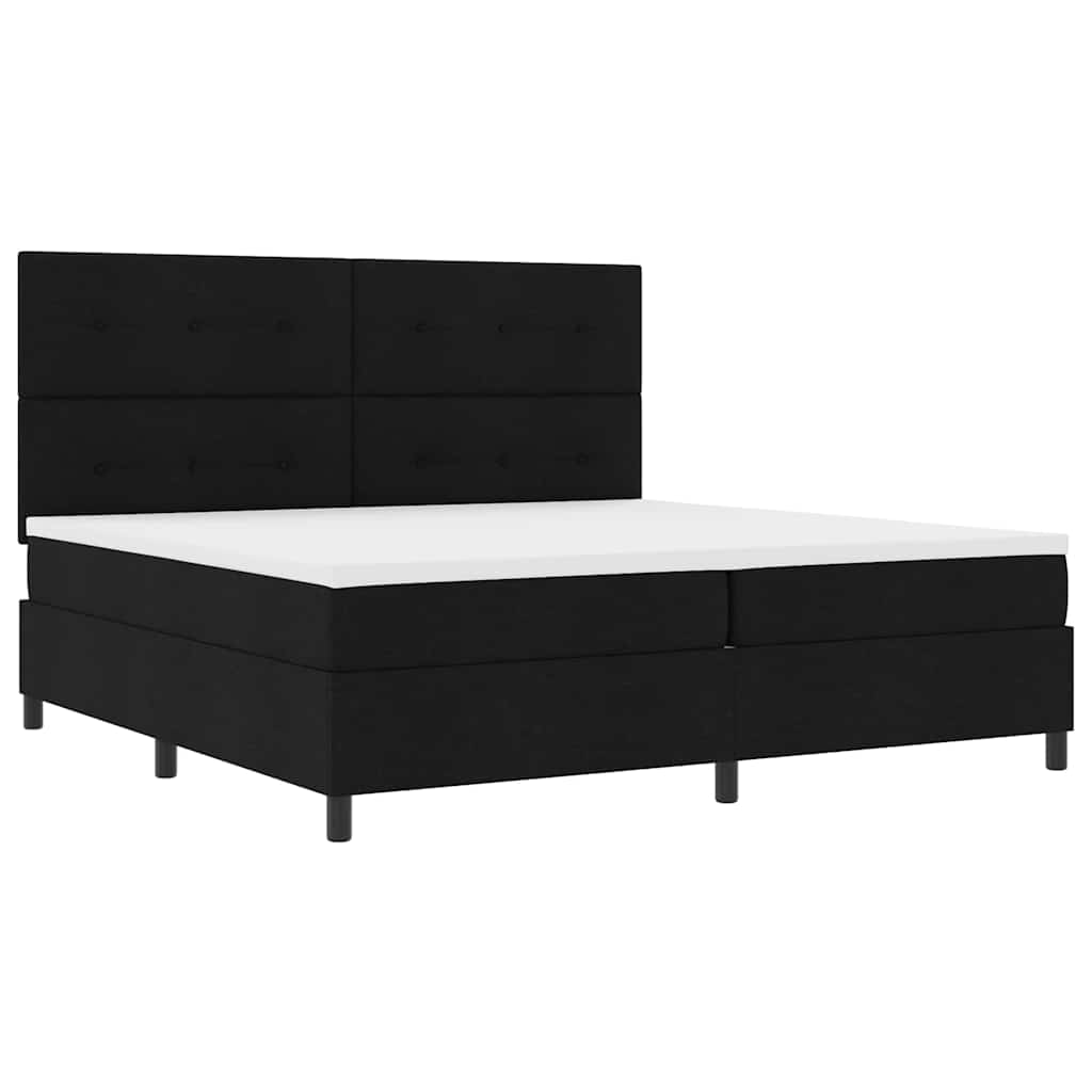 Lit à ressorts avec matelas Noir 200 x 200 cm tissu