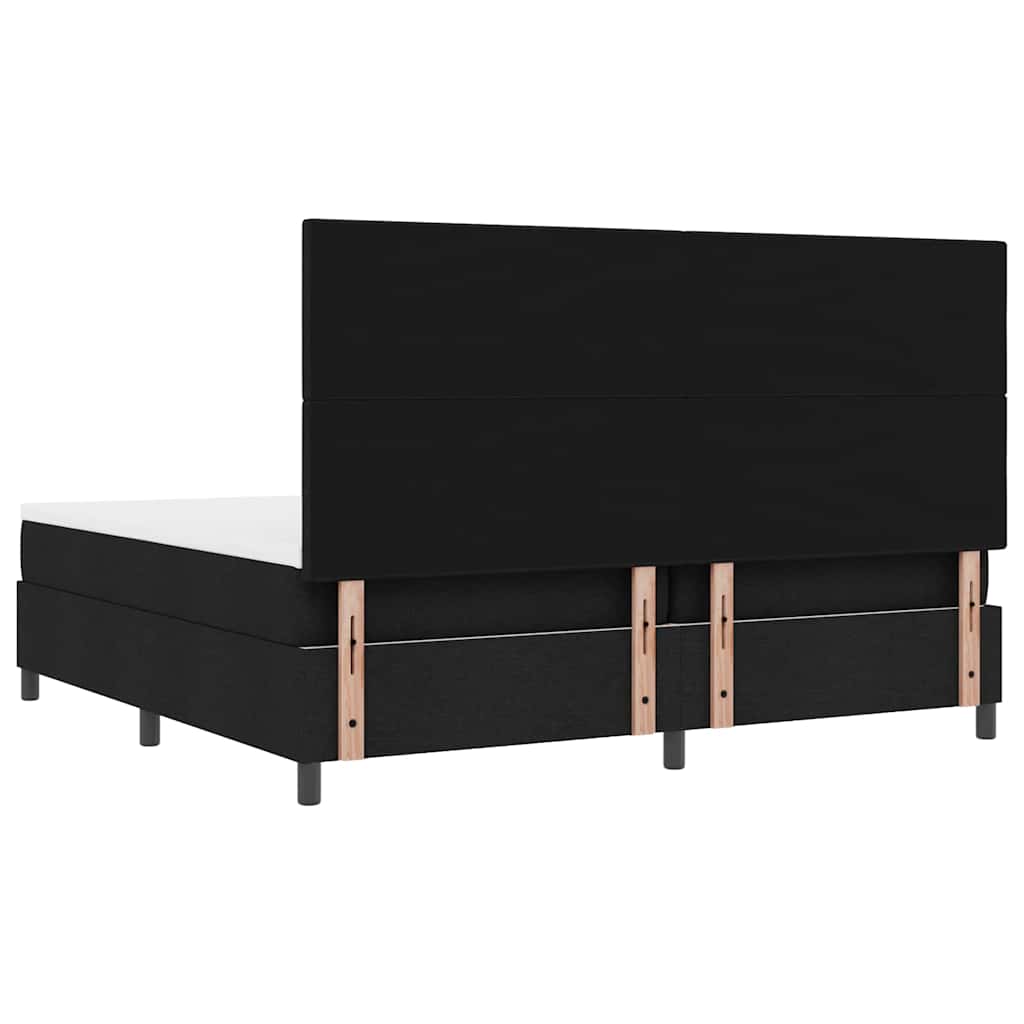 Lit à ressorts avec matelas Noir 200 x 200 cm tissu