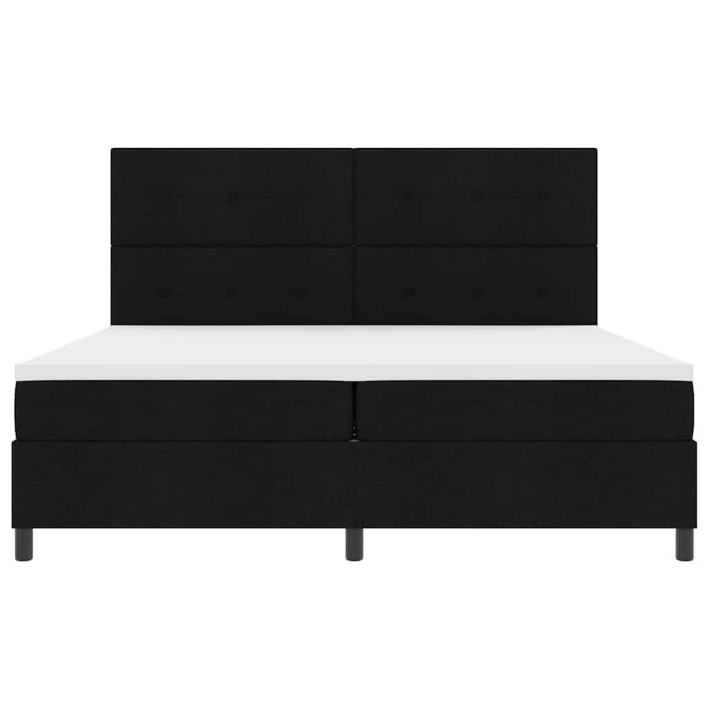Lit à ressorts avec matelas Noir 200 x 200 cm tissu