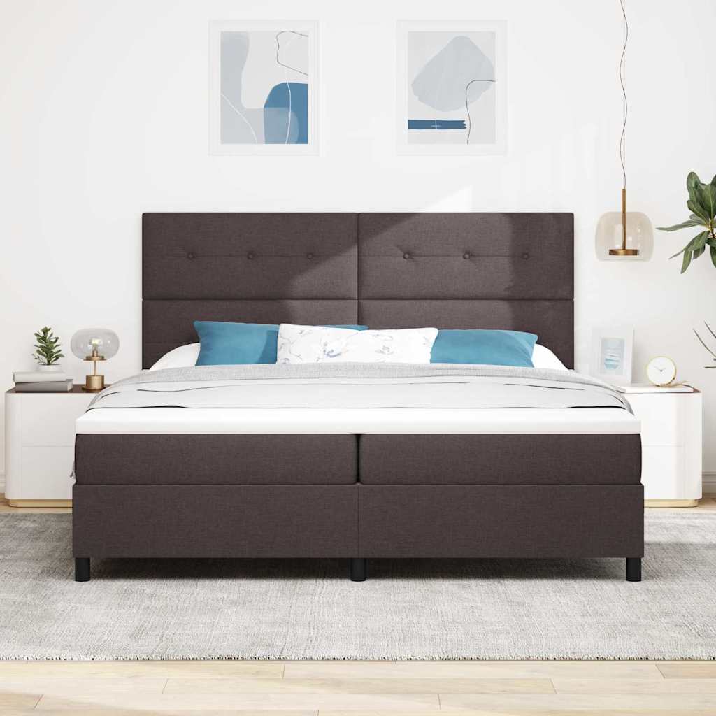 Lit à ressorts avec matelas Marron foncé 200 x 200 cm tissu - XIOS