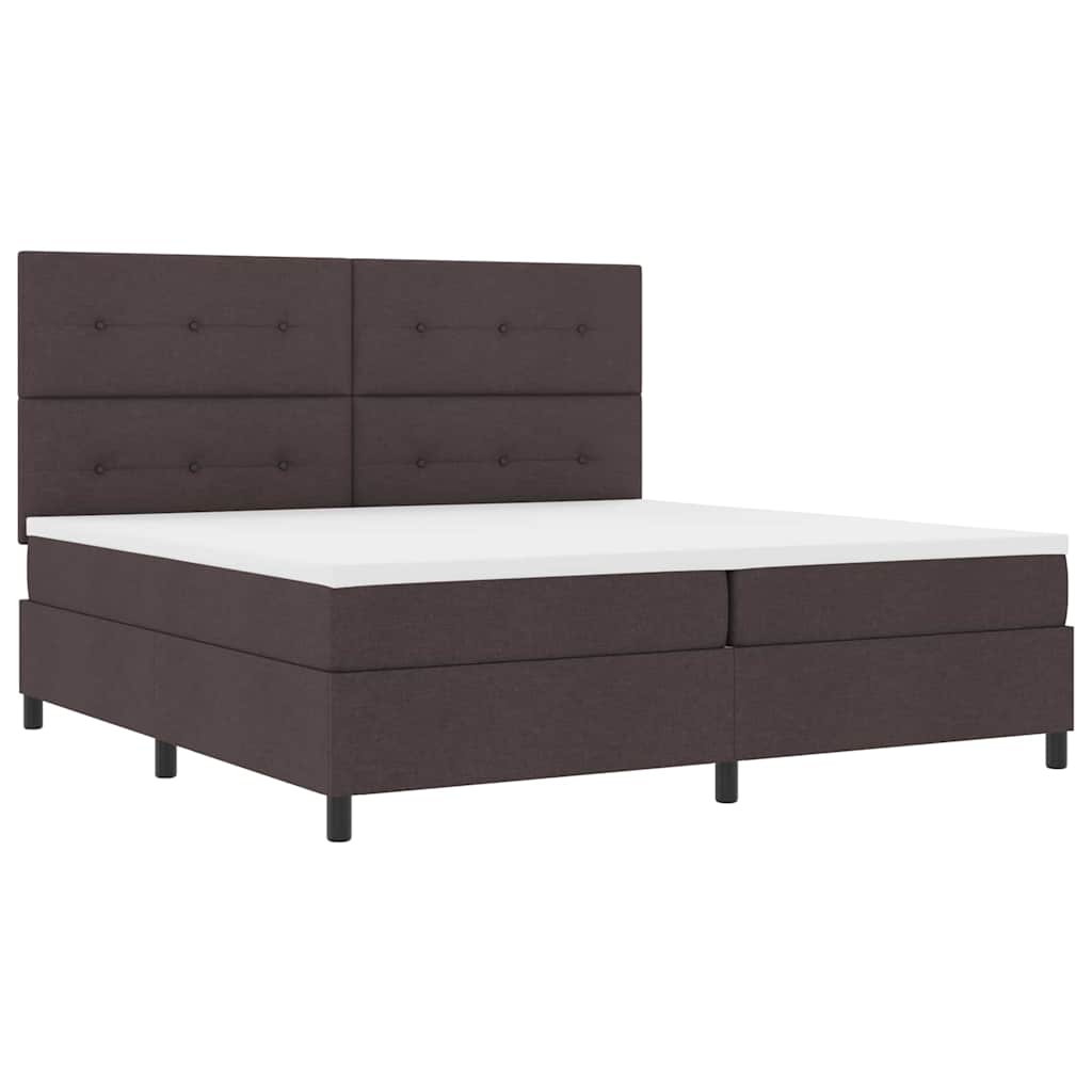 Lit à ressorts avec matelas Marron foncé 200 x 200 cm tissu - XIOS