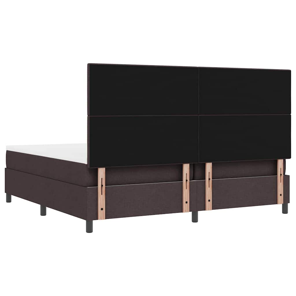 Lit à ressorts avec matelas Marron foncé 200 x 200 cm tissu - XIOS