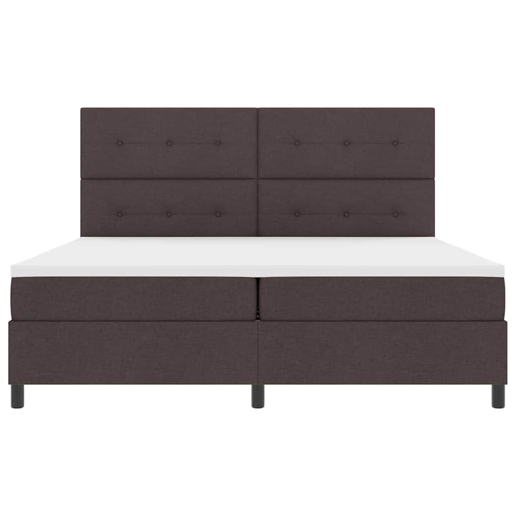 Lit à ressorts avec matelas Marron foncé 200 x 200 cm tissu - XIOS