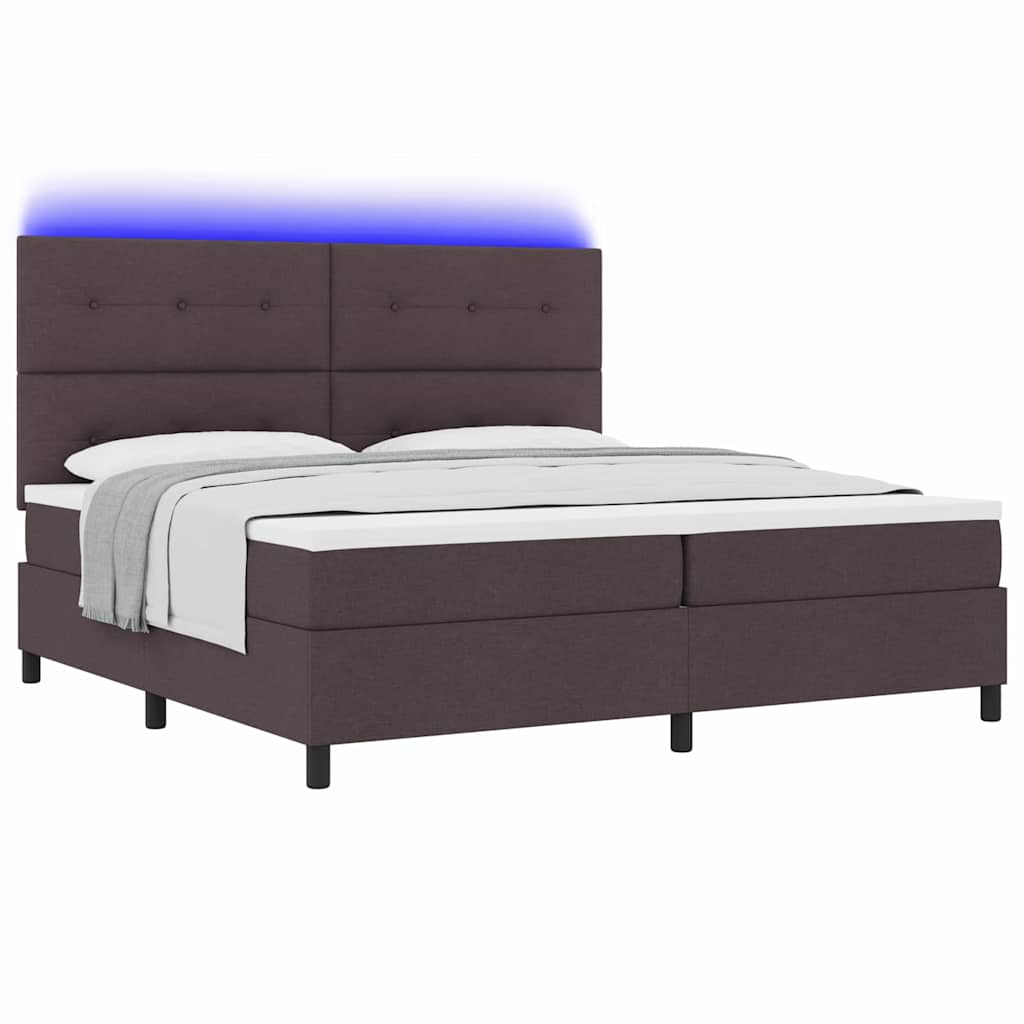 Lit à ressorts avec matelas Marron foncé 200 x 200 cm tissu - XIOS