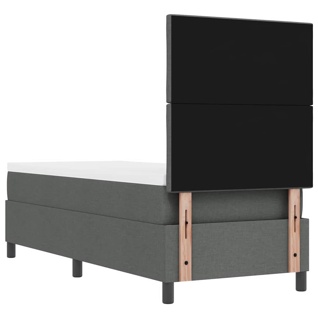 Lit à ressorts avec bandes LED Gris foncé 80 x 200 cm tissu