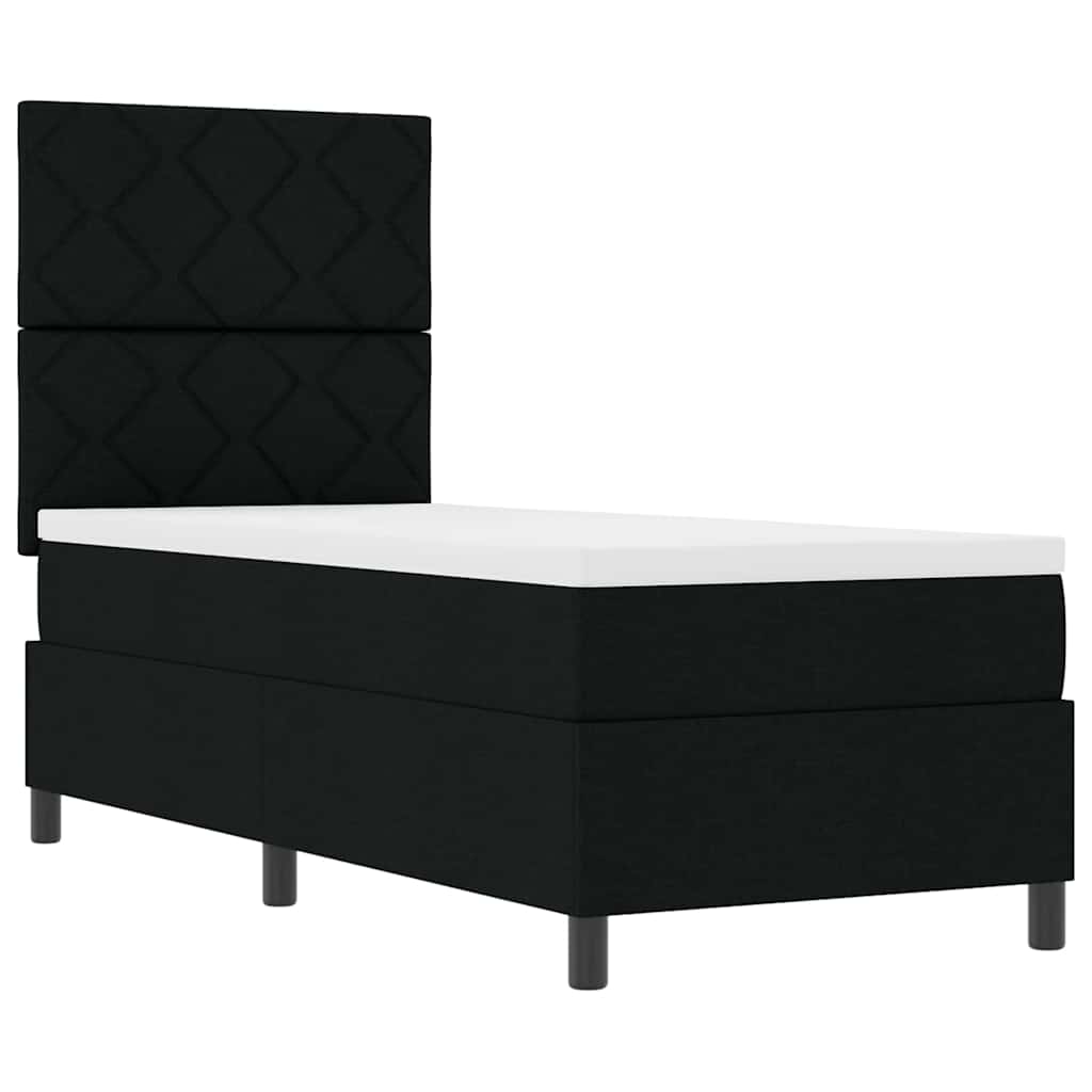 Lit à ressorts avec matelas avec LED Noir 80 x 200 cm tissu - XIOS