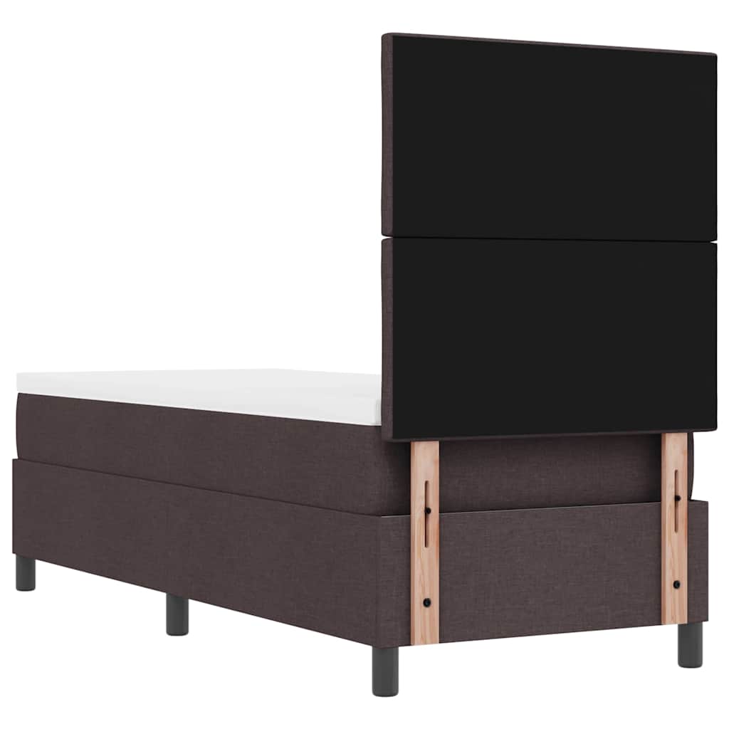 Lit à ressorts avec bandes LED Marron foncé 80 x 200 cm tissu