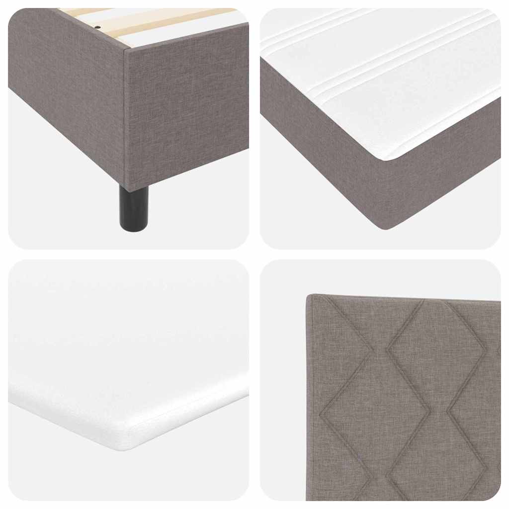 Lit à ressorts avec bandes LED Taupe 80 x 200 cm tissu