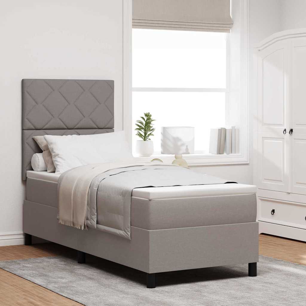 Lit à ressorts avec bandes LED Taupe 80 x 200 cm tissu