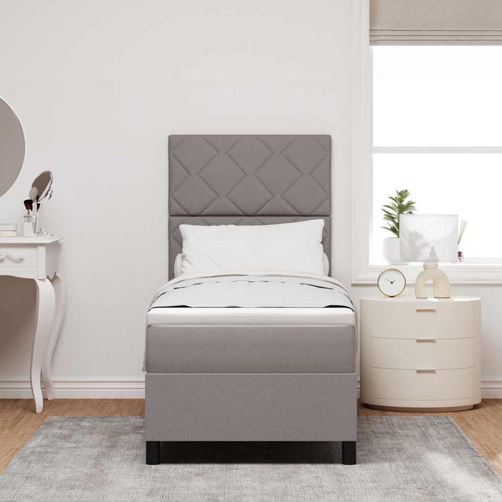 Lit à ressorts avec bandes LED Taupe 80 x 200 cm tissu