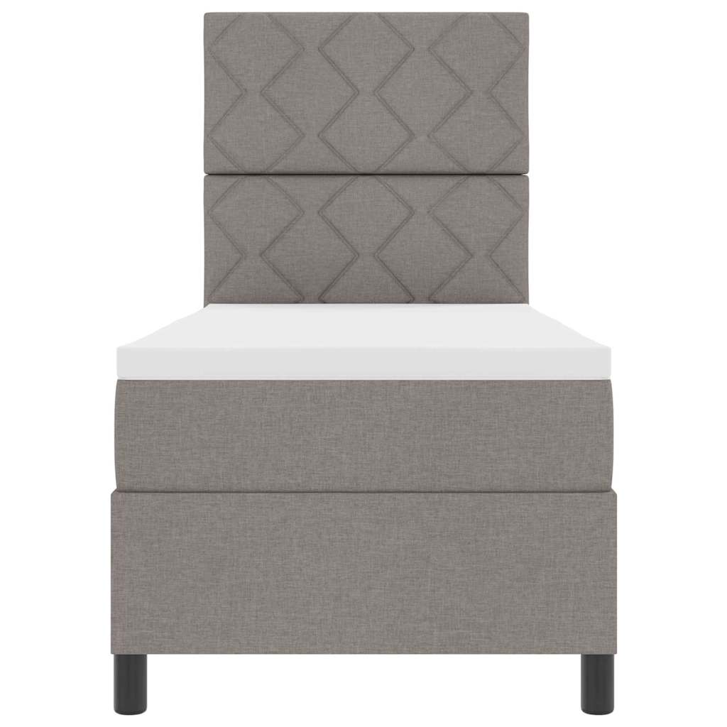 Lit à ressorts avec bandes LED Taupe 80 x 200 cm tissu