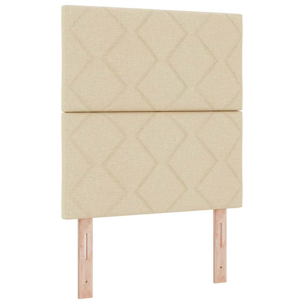 Lit à ressorts avec matelas avec LED Crème 80 x 200 cm tissu