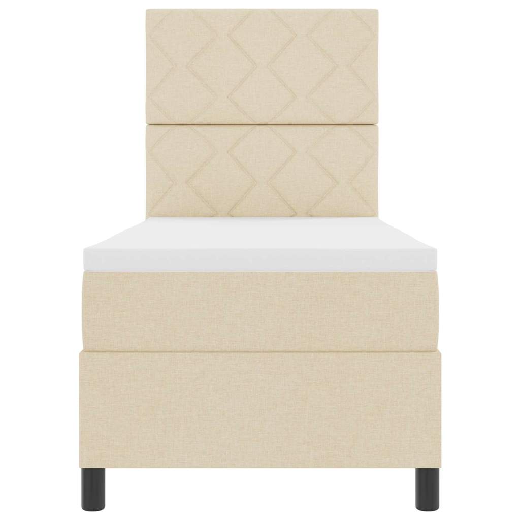 Lit à ressorts avec matelas avec LED Crème 80 x 200 cm tissu