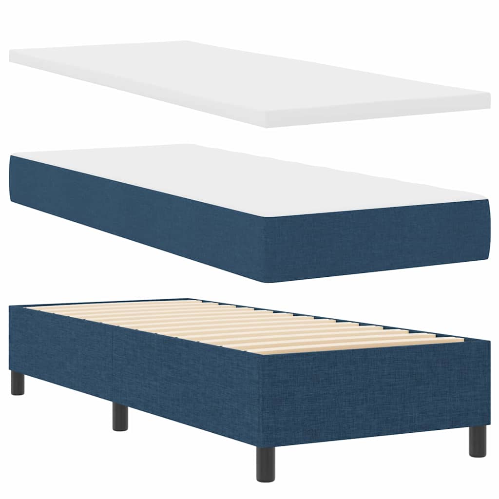 Lit à ressorts avec bandes LED Bleu 80 x 200 cm tissu