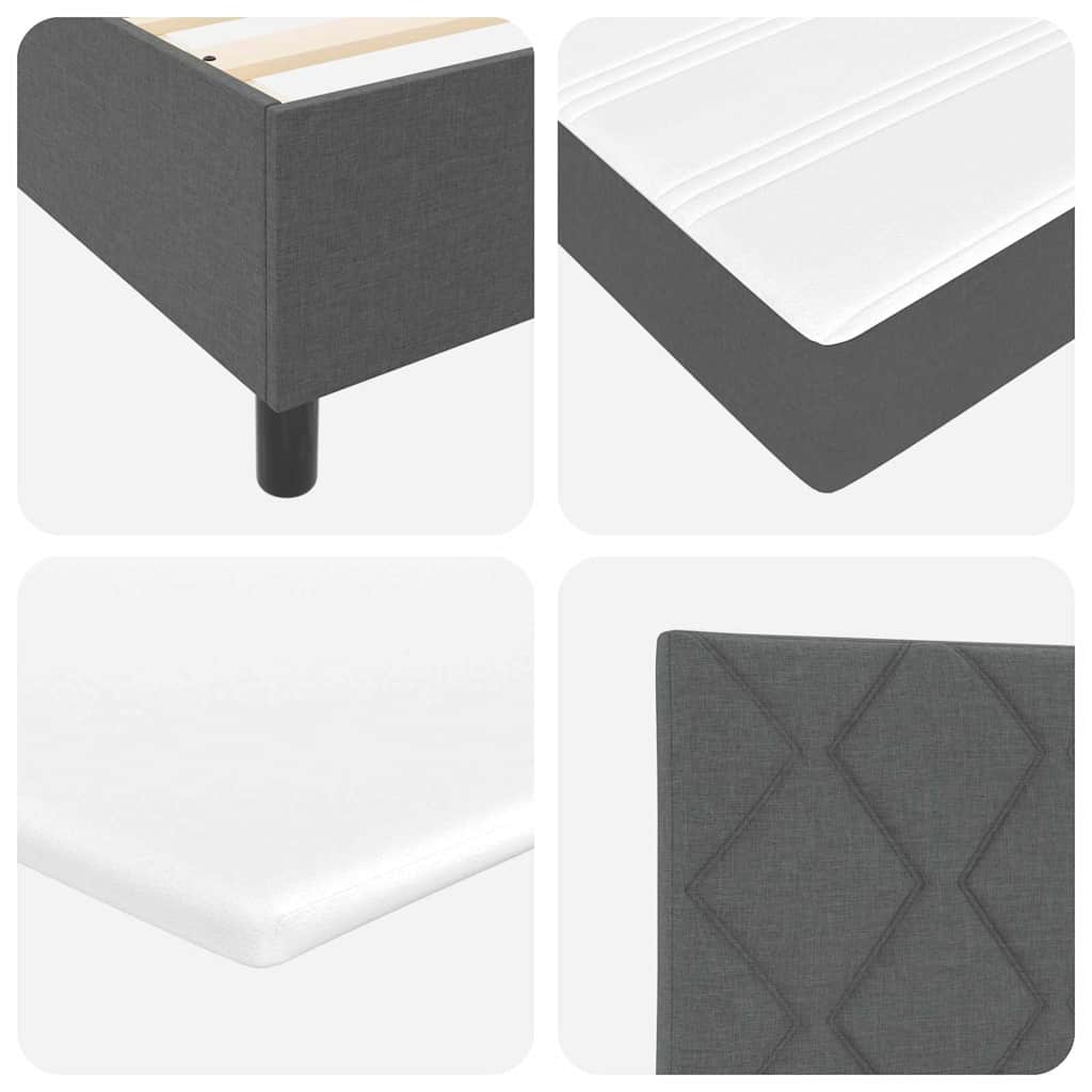 Lit à ressorts avec bandes LED Gris foncé 90 x 200 cm tissu