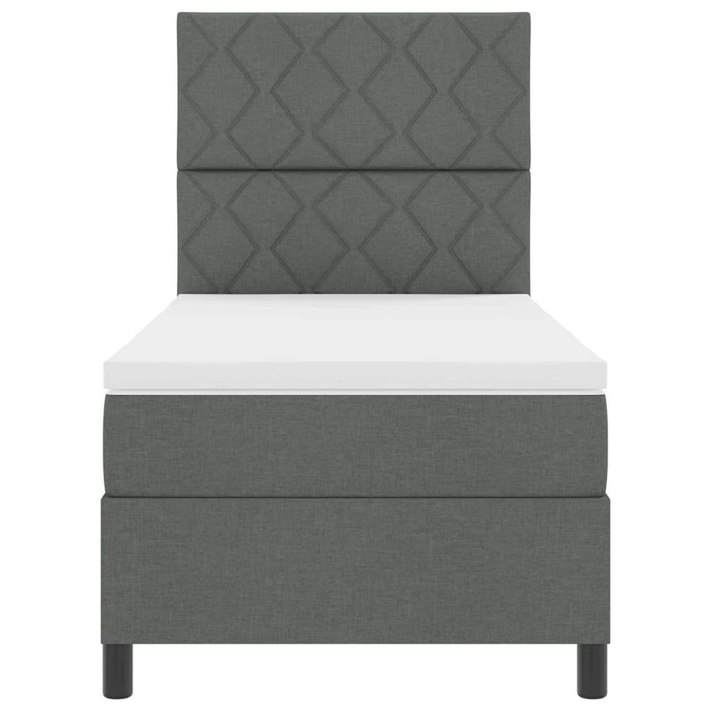 Lit à ressorts avec bandes LED Gris foncé 90 x 200 cm tissu